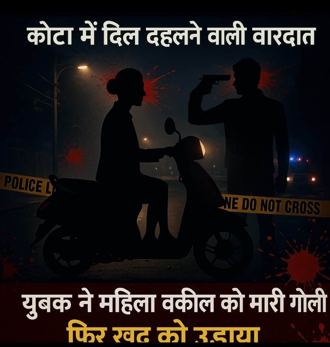 कोटा में दिल दहलाने वाली वारदात: युवक ने स्कूटी पर बैठी महिला वकील को गोली मारी, फिर खुद को उड़ाया